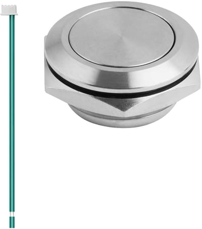 Platte RVS Drukknop IP67 Waterdicht Ø 19mm Inbouw Inbouwschakelaar