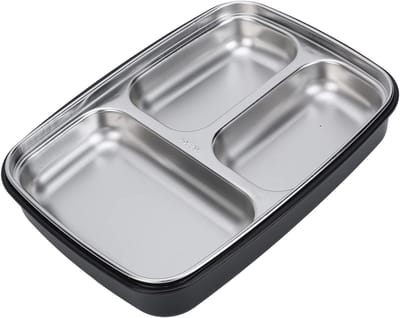 Thermos Lunchbox - Isolerende Bento Box - Maaltijden Warm Houden - 3 Compartimenten Ontwerp - 3900 cc - Zwart