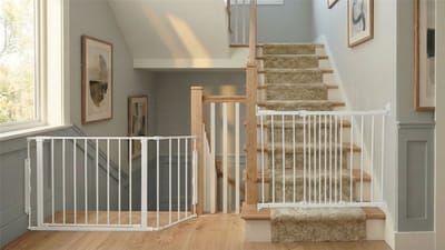 Safetots Overlooptraphek, Wit, De Oplossing voor Trappen, Meerdere Panelen tot 128cm en Schroefhek, 67cm - 105,5cm