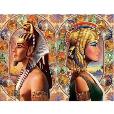 Diamant borduurwerk Egyptische keizer volledige ronde diamant schilderij diamant mozaïek steentjes 20X30CM beige