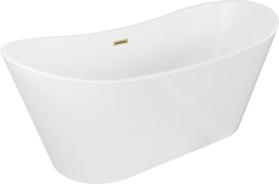Mexen Montana vrijstaande badkuip 180 x 80 , wit, overloop goud geborsteld - 52011808000-55