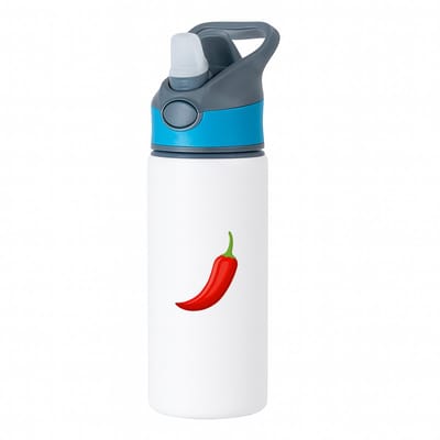 Hacebo® - Rode peper waterfles met rietje blauw - Groente - Groente liefhebbers - Chillipeper - pittige peper - water fles - 650ML