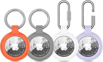 Hoes voor AirTag - 4 stuks TPU-beschermhoes met karabijnhaken, ideaal voor sleutels, tas en bagage