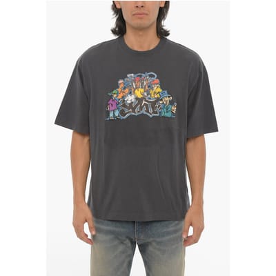 SEIZOENSGEBONDEN T-shirt met ronde hals en graffitiprint in grijs