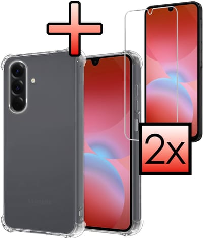 Hoesje - Met Screenprotector - 2 Stuks - Geschikt voor Samsung Galaxy A26 - Sterk & Shockproof - Siliconen Case - Back Cover - Telefoon Hoes - Shock Proof - Transparant