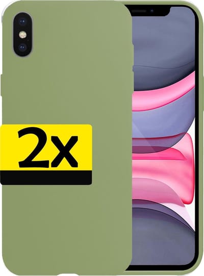Hoesje Geschikt voor iPhone X Hoesje Siliconen Case - Hoes Geschikt voor iPhone X Hoes Siliconen - Groen- 2 Stuks