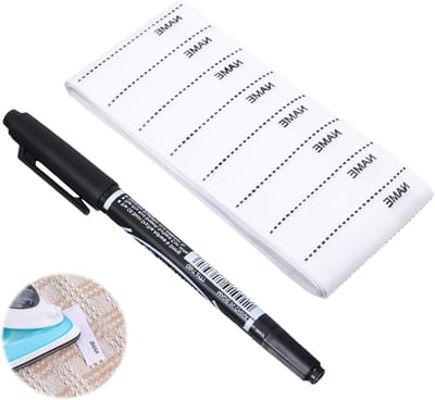 Pack of 200 Clothing Name Tags, Children's Name Tags, Washing Labels with Pen, Ironing Labels, 1.5 x 5.5 cm, for - ShopVlot