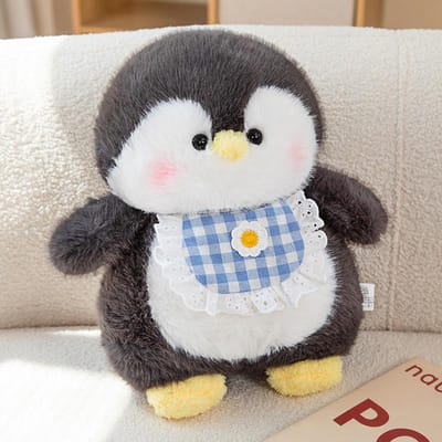 Pluizige Pinguïn Knuffel Blauw Roze Knuffelbaar Knuffeldier Zacht Pluche Speelgoed Cadeau voor Kinderen Verjaardag Kerst 13cm black