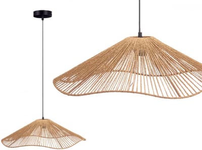 Hanglamp Wave - Rotan - Naturel - 55x55x16cm - GiftDecor