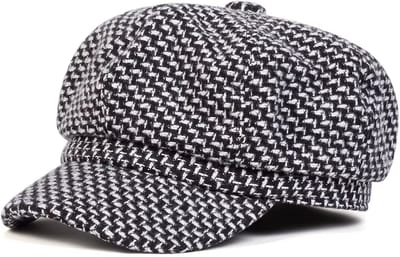 Unisex Retro Krantenjongen Pet – Duizend Vogelmotief Baret Hoed | Vintage Achthoekige Cap voor Heren en Dames | Lente & Herfst