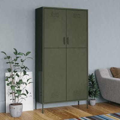 vidaXL - Kledingkast - 90x50x180 - cm - staal - olijfgroen