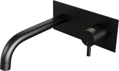 Brauer Black Edition inbouw wastafelmengkraan met gebogen uitloop en afdekplaat model B1 mat zwart