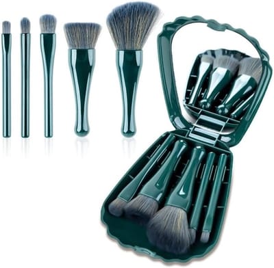 Set van 5 Reismake-upkwasten met Opbergdoos en Spiegel voor Perfecte Make-up On-the-Go