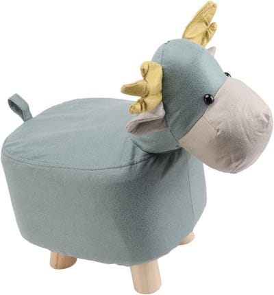Dieren Voetenbank - Poef Krukje - Schoenen Wisselen - Giraffe Vorm - 30x29x26 cm - Blauw