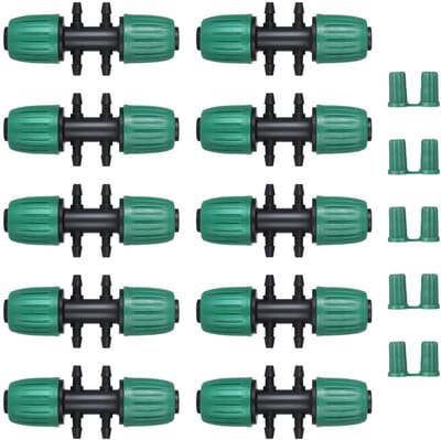 Dailygoods- Barbecue-thee-aansluiting 10 Stuks - Eenvoudig te installeren - Veilig - T-stuk met weerhaak - Schroefdop - Geschikt voor slang - Slangaansluiting