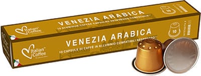 100 Nespresso compatibele cups - Arabica Venezia by Italian Coffee - Aluminium Capsules compatibel - PVC FREE