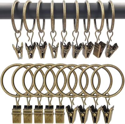 Gordijnringen met Clips - Set van 90 Vintage Bruin 3,2 cm Binnendiameter