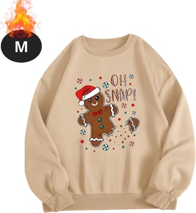 Bovista Kersttrui - Dames - Foute Kersttrui - Christmas Sweater - Cartoonprint - Kerst Sweater - Christmas Jumper - Pyjama - Abrikoos - M