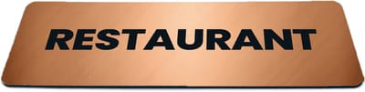 Deurbordje Brons/Koper-look met tekst restaurant - Formaat 150 x 50 mm x 1,6 mm - Zelfklevend | Luxe uitstraling | Geborstelde Koper/Brons toplaag | Gratis Verzending | Decoporta