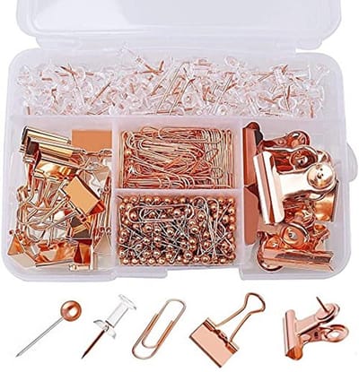 Dailygoody - Rose Gold Kantoorartikelen - 500 Stuks - Sterk en Duurzaam - Kantoor en School - Creatief Organiseren - Inclusief Clips en Pins - Voor Th