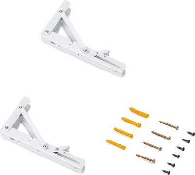 Inklapbare Plankdragers - Steun Beugels - Ruimte Besparen - Veilig Sluitsysteem - 203mm Lengte - Wit