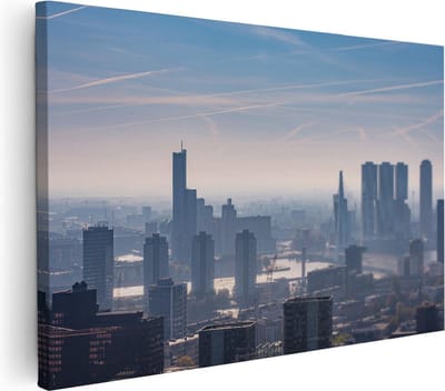 Artaza Canvas Schilderij Rotterdam - 30x20 cm - Klein - Wanddecoratie Skyline - Muurdecoratie Woonkamer - Kamer Accessoires