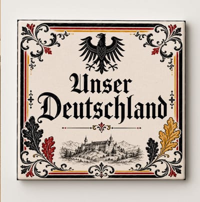 Duitsland Unser Deutschland Decoratieve Keramische Tegel – Duitse Adelaar Wandtegel – Zwart Rood Goud Heritage Souvenir Cadeau