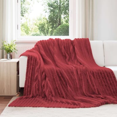 vidaXL - plaid - Bordeaux - Rood - 240 - x - 220 - cm - 1.66 - kg - Fleece