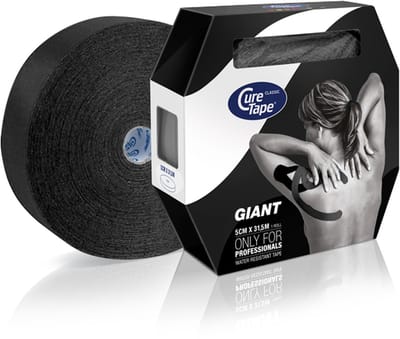 CureTape® Giant Classic - Zwart - Kinesiotape - 5cm x 31,5m - Huidvriendelijke elastische tape - FysioTape - Kinesiologie Tape - Cure Tape