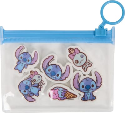 Disney - 6 gummen - Lilo & Stitch - transparant tasje etui met rits - 6x gum - schoolgum