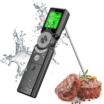 Intelligente Keuken Thermometer voor Grillen, Hoge Temperatuur Waarschuwing met Timer, Vouwbare Sonde en Verlicht Display voor Nauwkeurige Kookresultaten