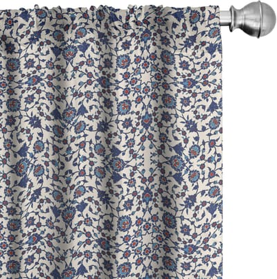ABAKUHAUS Orient Gordijnen – 2x75x245 cm – Vermiljoen Indigo – Halfdonker