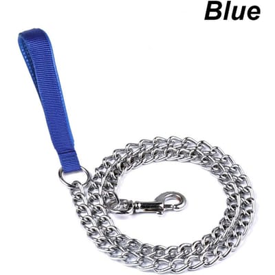 Hondenketting Lijn Metaal Training Huisdier Lijn Met Zacht Handvat Voor Middelgrote Grote Honden Bijtbestendige IJzeren Ketting Stang 120Cm Metalen Hondenketting (Blue,2mm)