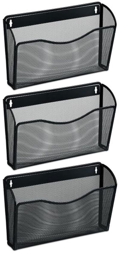 Doodadeals® Tijdschriftenhouder Wand - 3-Delig Tijdschriftenrek Muur - Metaal - Zwart - 22 x 35,5 x 8,5 cm