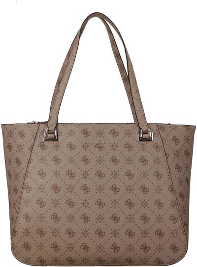 GUESS shopper met laptopvak Calebra Tote Bag Latte Logo Lichtbruin