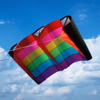Regenboog Stuntvlieger - Dubbele Lijn Vlieger - Buiten Spelen - Makkelijk te Besturen - 110 x 230 cm - Kleurrijk