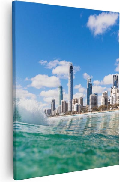 Artaza Canvas Schilderij Zeezicht Skyline - 40x50 cm - Wanddecoratie Strand - Muurdecoratie Golf - Kamer Accessoires