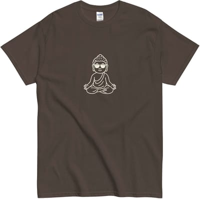 Minimalistisch Boeddha T Shirt - Grappig Spiritueel Design - Bruin - Maat S
