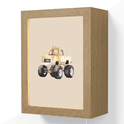 Wandlamp 15x20 cm - Oplaadbaar - Monstertruck - Geel - Beige - Wandlampen binnen woonkamer - Slaapkamer lamp met kabel - Decoratieve nachtlamp - Vloerlamp snoer