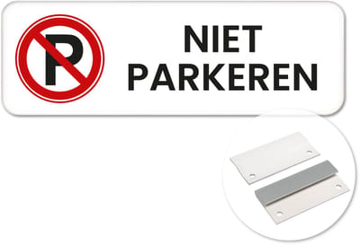 Niet parkeren bord 1 - Weerbestendig Aluminium - 40x15 cm - Bevestiging: Met muur-/ wandmontage beugels