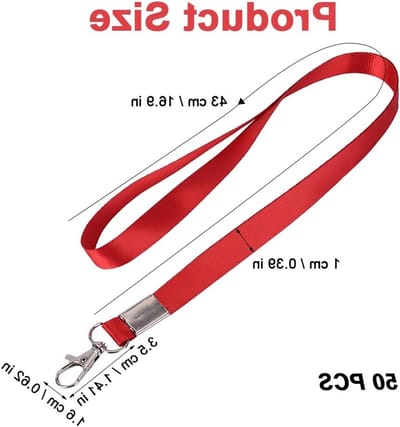 Lanyard met draaibare sluiting, 50 stuks sleutelkoorden voor kinderen, ideaal voor kaarten en ID's, 45 cm lang, perfect voor evenementen en bezoekers (rood)