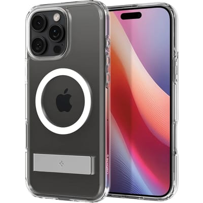 Spigen Ultra Hybrid S MagFit - Hoesje Geschikt voor Apple iPhone 16 Pro Max - Compatibel met MagSafe - Back Cover met Air Cushion - Uitklapbare Standaard - Frost Zwart