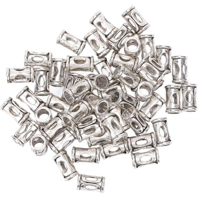 50 Stuks Baardkralen Donkerzilver Buisvormig Poreus Legering Baardkralen Kralen DIY Handgemaakt Metalen Afstandsstuk gray