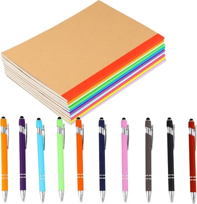Set van 20 Kleurige Backings en 1 mm Balpen met Touch Pen voor A5 Notitieboekjes, Perfect voor Kantoor en Thuisgebruik