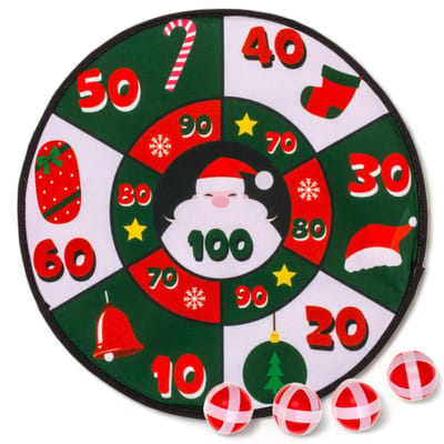 Dailygoods- Dartbord Ø 35 cm - Vilten Dartbord - Klittenbandballen - Veilig Spel - Elegant Design - Perfect voor Kerstmis - Familiespel