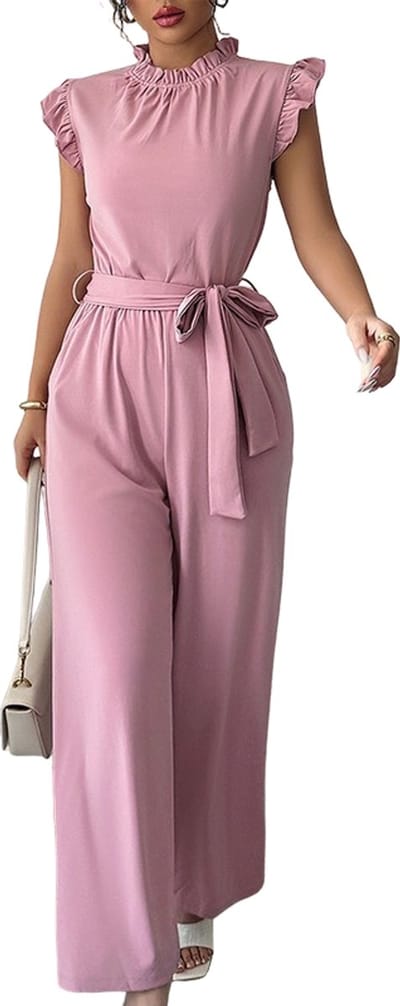 Roze Jumpsuit met Strik - Dames - Mode - Lange Broek