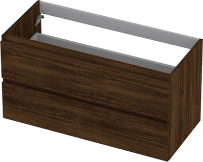 INK® wastafelonderkast 2 laden greeploos met houten keerlijst 100x45x52cm, koper eiken