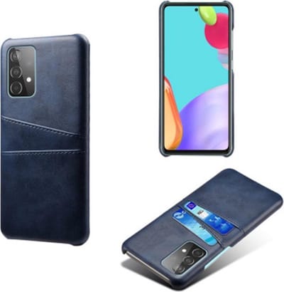 MobyDefend Hoesje - Geschikt voor Samsung Galaxy A52 / A52s - Lederen Backcover Met Vakjes Pasjes - Blauw