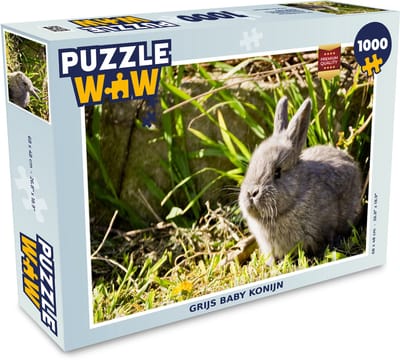 Puzzel Baby konijn - Grijs - Tuin - Legpuzzel - Puzzel 1000 stukjes volwassenen