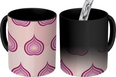 Magische Mok - Foto op Warmte Mokken - Koffiemok - Paars - Patronen - Uien - Magic Mok - Beker - 350 ML - Theemok